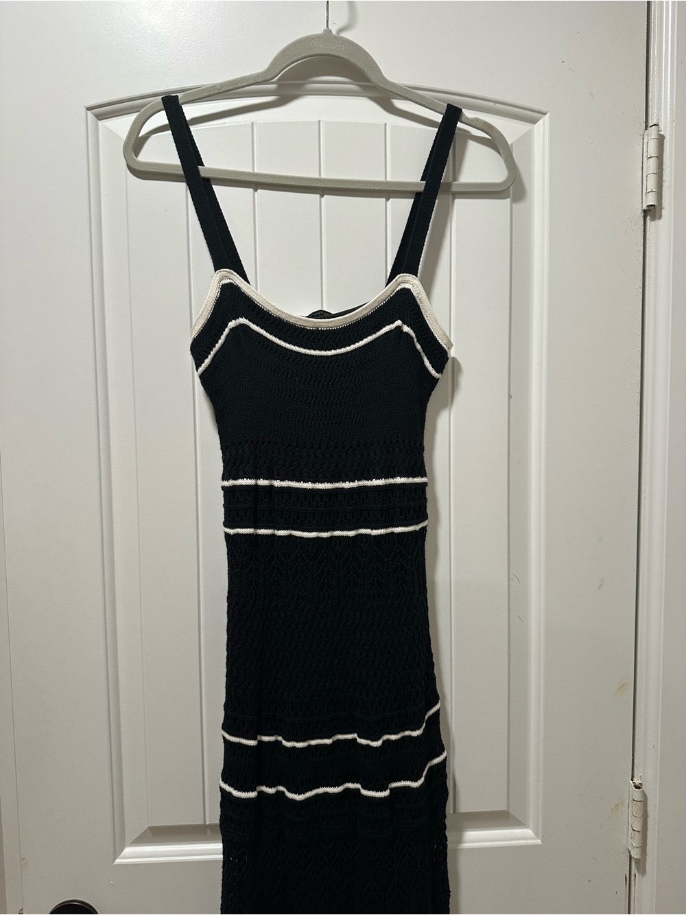 Abercrombie & Fitch Black Midi Dress with White Trim